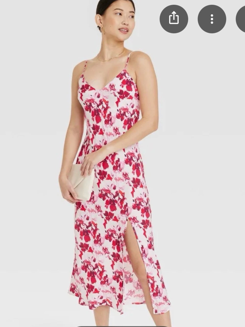 a new day White Slip Dress with Red & Pink Floral Print